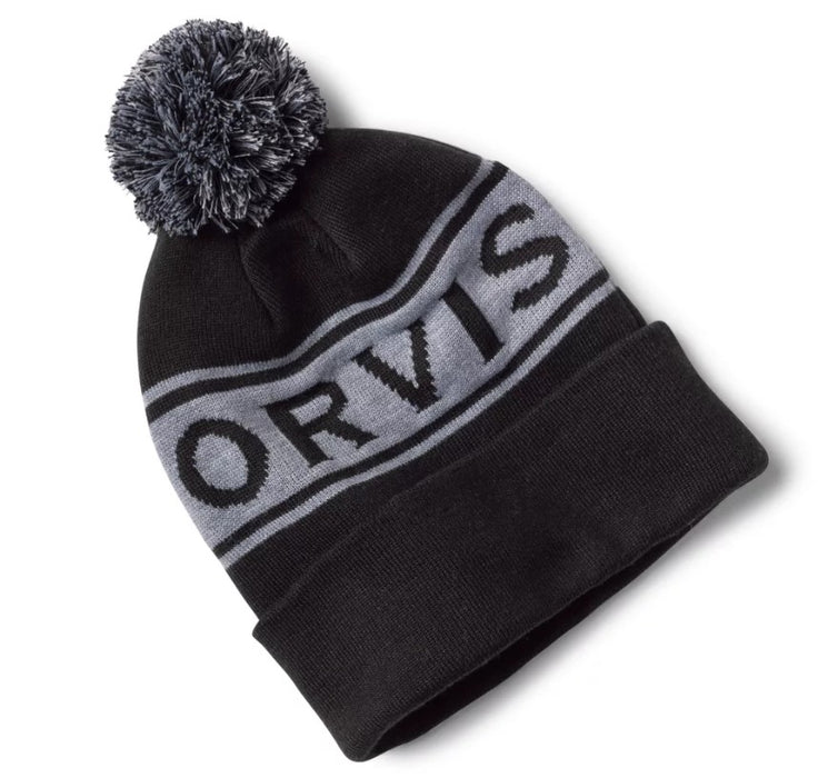 ORVIS LOGO POM BEANIE - BLACK/GREY