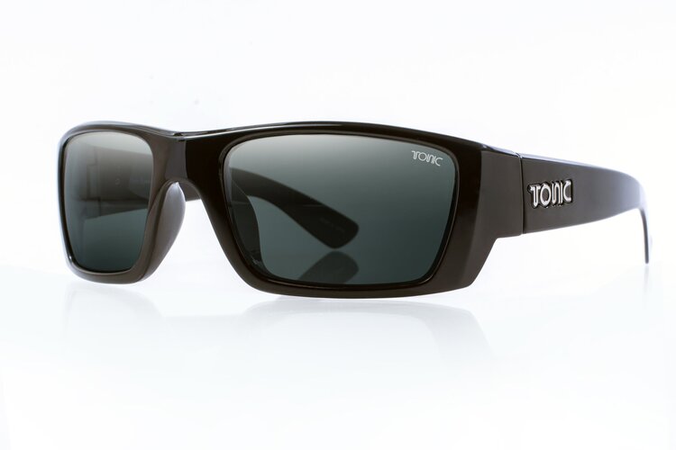 Tonic Rise Sunglasses Shiny Black Frame With Photo Grey Glass Lens