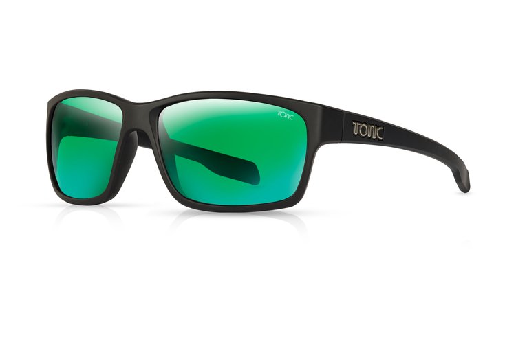 Tonic Titan Sunglasses Matt Black Frame With Green Mirror Copper Base Lens