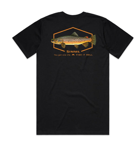 Simms S25 Artist Tee - Brown Trout [sz:s Cl:black]