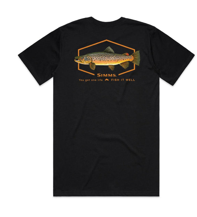 Simms S25 Artist Tee - Brown Trout [sz:s Cl:black]