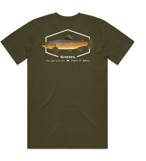 Simms S25 Artist Tee - Brown Trout [sz:s Cl:olive]