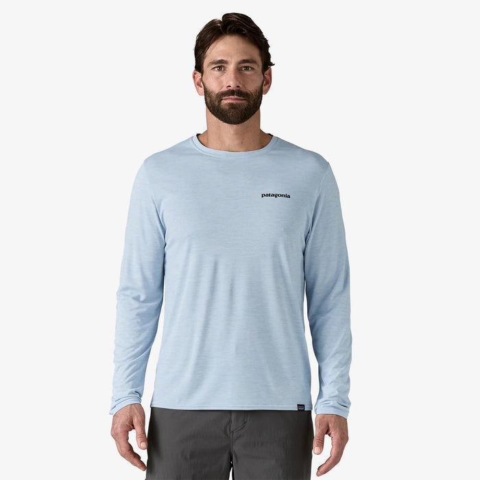 Patagonia Mens L/s Cap Cool Daily Graphic Shirt Waters [sz:s Cl:fitz Roy Trout: Fleck Blu]