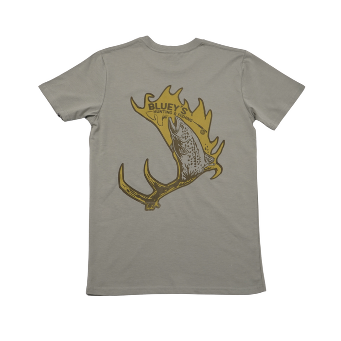 Blueys Mens Staple Deer Antler Tee - Granite [sz:extra Small]