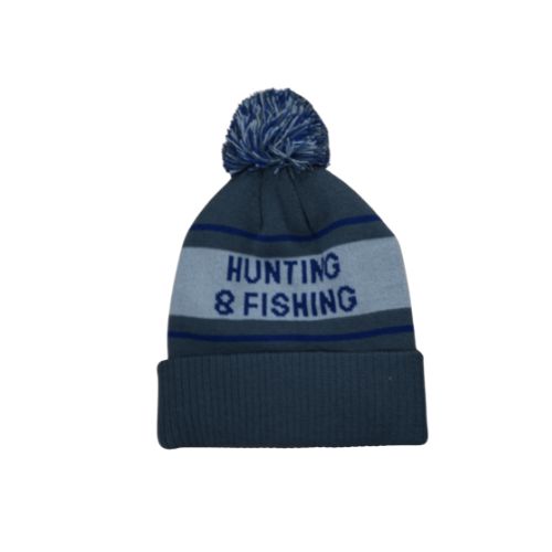 Blueys Pom Pom Beanie - Grey & Blue