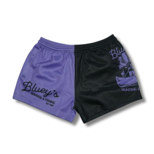 Bluey's Wandering Stag Footy Shorts - Side Zip Pocket - Purple / Black [sz:xs]
