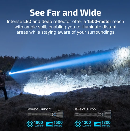 Olight Javelot Turbo 2 Powerful Rechargeable 1500m Hunting Torch [cl:black]