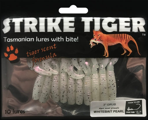 Strike Tiger 3" Grub - [cl:whitebait Pearl]