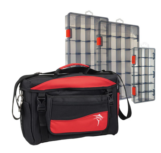 Jarvis Walker Medium Lure Bag With 3 Lure Boxes [cl:black & Red]