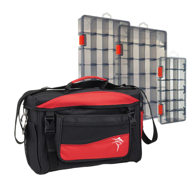 Jarvis Walker Medium Lure Bag With 3 Lure Boxes [cl:black & Red]