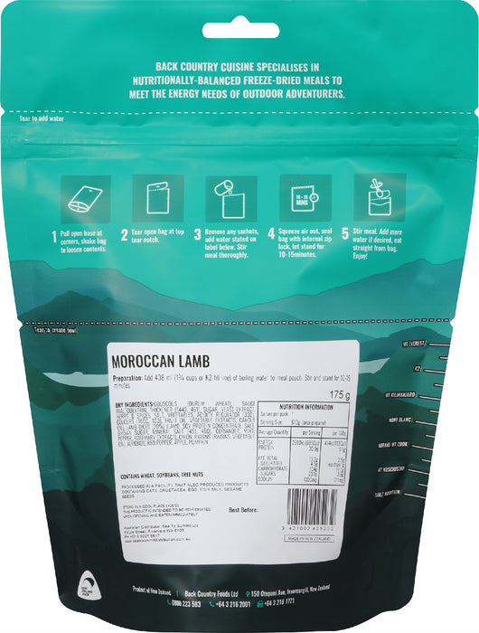 BACK COUNTRY CUISINE Moroccan Lamb - Regular