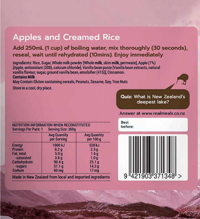 Real Meals Apples And Creamed Rice 110g
