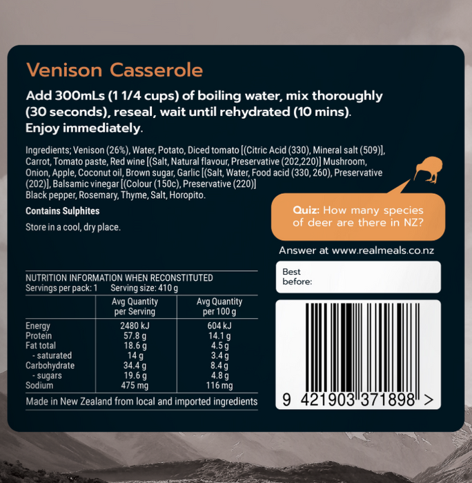 Real Meals Venison Casserole 110g