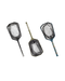 Three fishing netters with handles on a white background